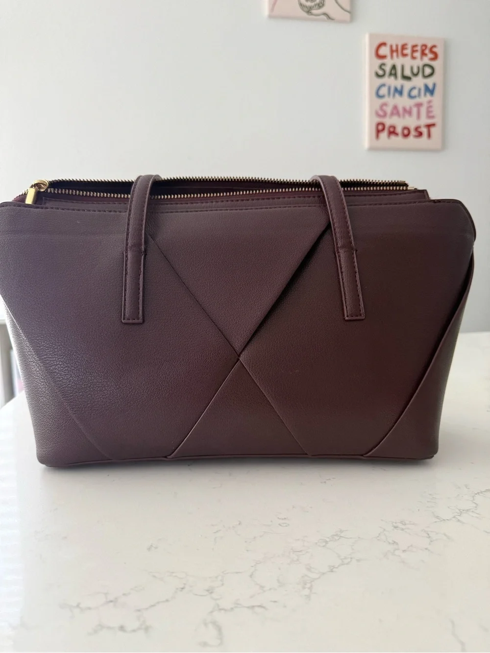 Zara Leather Tote in Burgundy